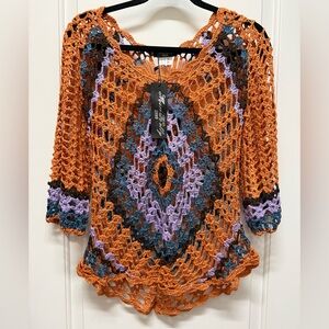 Miss Kelly 1999 Orange and Purple Crochet Top NWT M/L